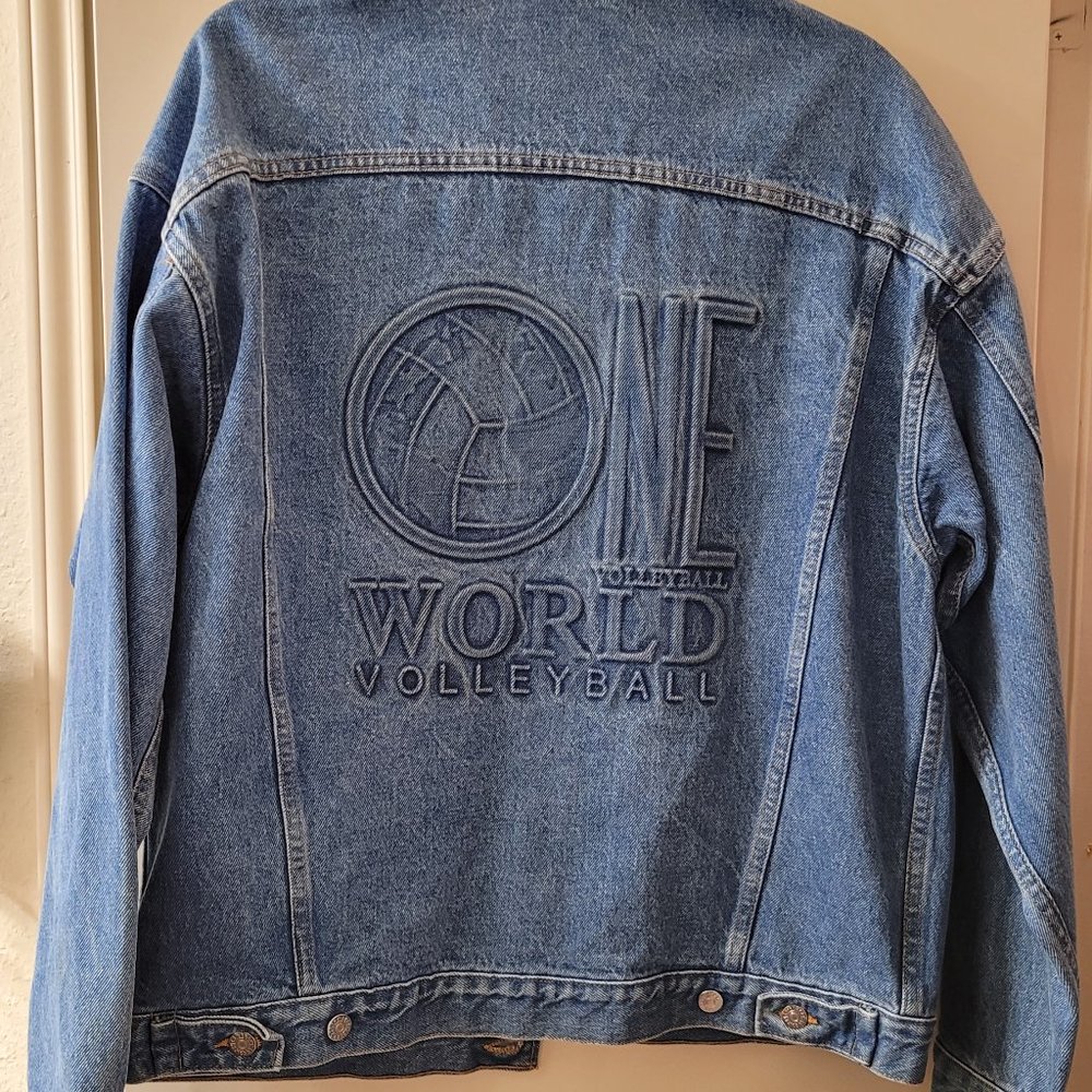 Vintage One World Volleyball denim jacket M